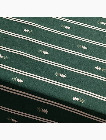 Nappe de noël à doubles rayures avec fil lurex et sapins brodés en relief - gamusi.