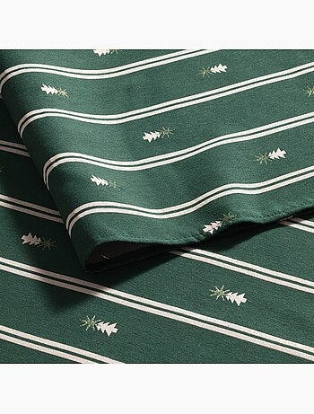 Nappe de noël à doubles rayures avec fil lurex et sapins brodés en relief - gamusi.