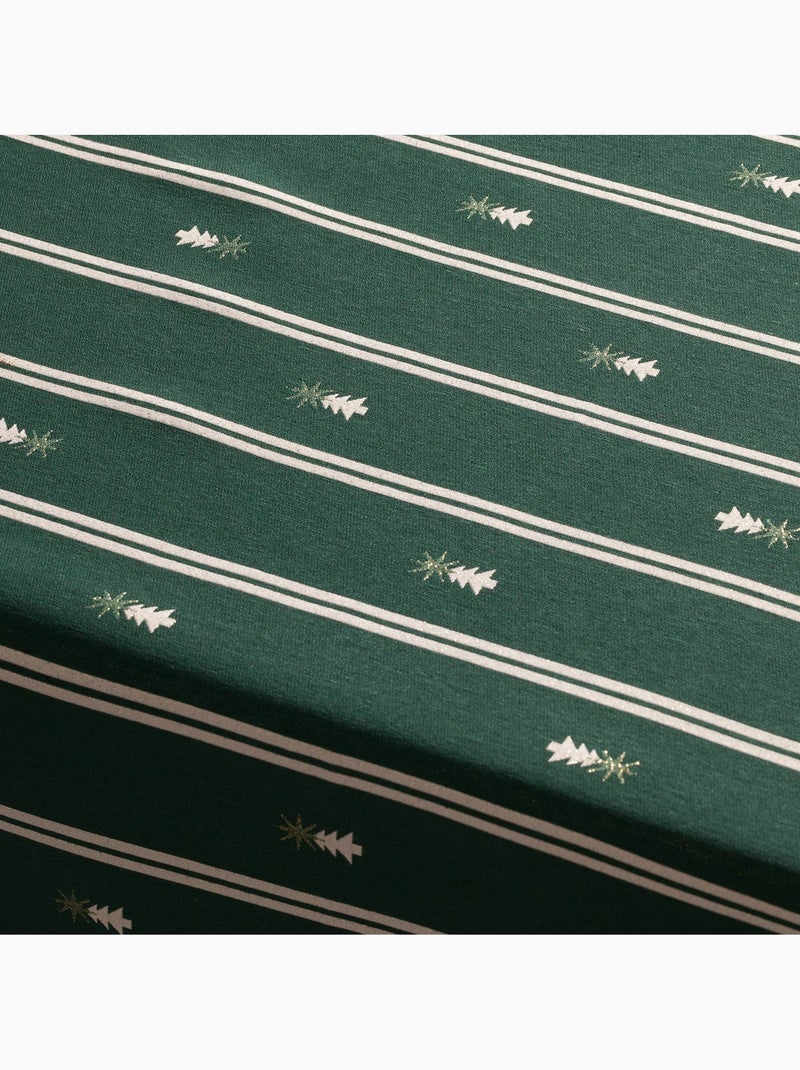 Nappe de noël à doubles rayures avec fil lurex et sapins brodés en relief - gamusi. Vert - Kiabi