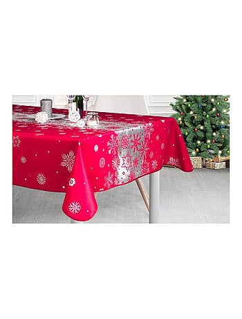 Nappe de Noël Argenté Rectangle ou Ronde - Neige De Noël