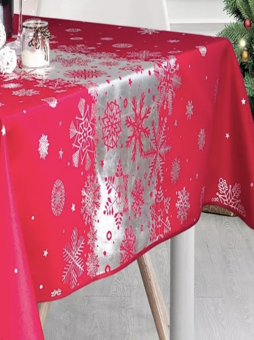 Nappe de Noël Argenté Rectangle ou Ronde - Neige De Noël - Kiabi