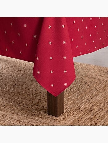 Nappe de noël avec fil lurex et étoiles brodées en relief - gamusi.