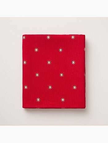 Nappe de noël avec fil lurex et étoiles brodées en relief - gamusi.