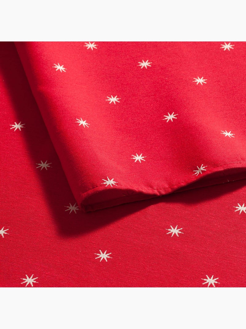 Nappe de noël avec fil lurex et étoiles brodées en relief - gamusi. Rouge - Kiabi