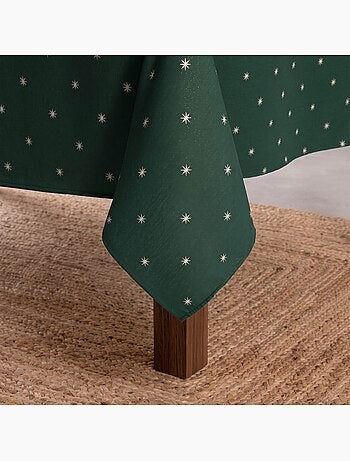 Nappe de noël avec fil lurex et étoiles brodées en relief - gamusi.