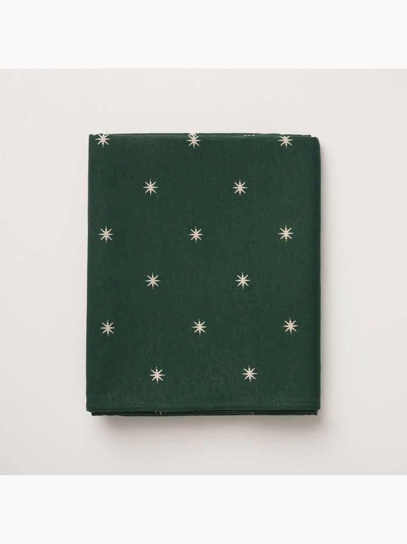 Nappe de noël avec fil lurex et étoiles brodées en relief - gamusi. Vert - Kiabi
