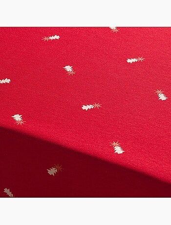 Nappe de noël avec fil lurex et sapins brodés en relief - gamusi.