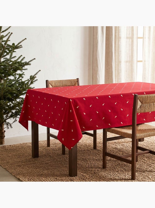 Nappe de noël avec fil lurex et sapins brodés en relief - gamusi. - Kiabi Nappe de noël avec fil lurex et sapins brodés en relief - gamusi. - Kiabi