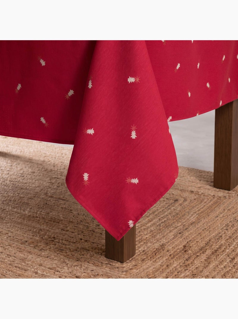 Nappe de noël avec fil lurex et sapins brodés en relief - gamusi. Rouge - Kiabi