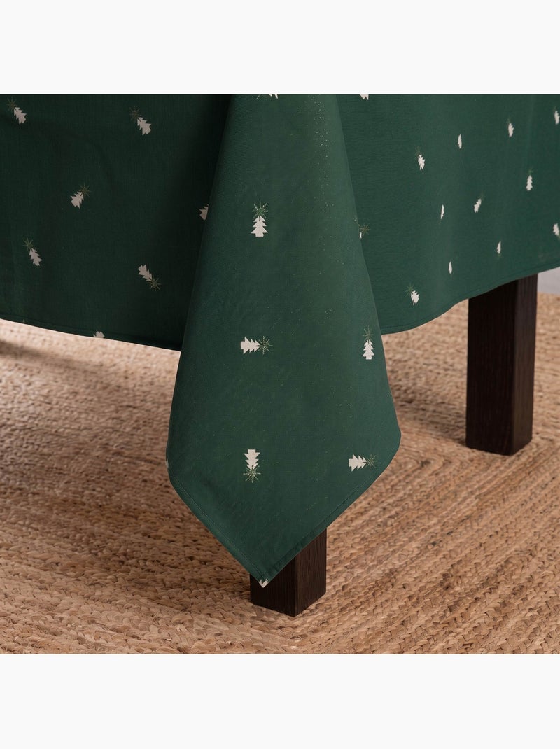 Nappe de noël avec fil lurex et sapins brodés en relief - gamusi. Vert - Kiabi