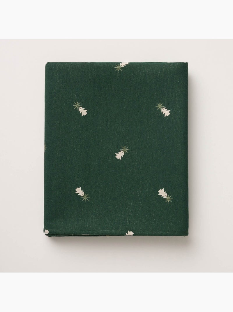 Nappe de noël avec fil lurex et sapins brodés en relief - gamusi. Vert - Kiabi