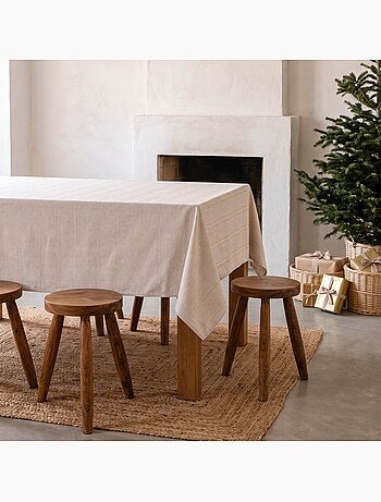 Nappe de noël avec rayures en fil lurex en relief - gamusi.