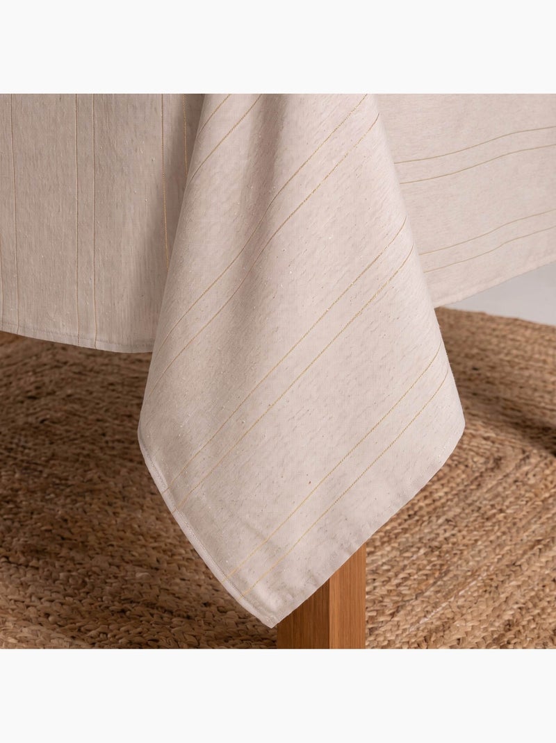 Nappe de noël avec rayures en fil lurex en relief - gamusi. Beige - Kiabi