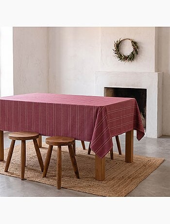 Nappe de noël avec rayures en fil lurex en relief - gamusi.