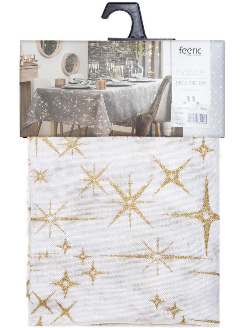 Nappe de Noël "Colorama de Noël" motif étoiles 140x240cm Blanc - Kiabi