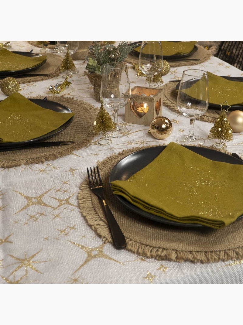 Nappe de Noël "Colorama de Noël" motif étoiles 140x240cm Blanc - Kiabi