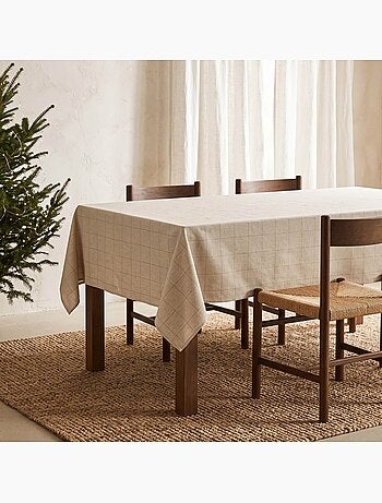 Nappe de noël en coton à carreaux avec fil lurex en relief - gamusi.