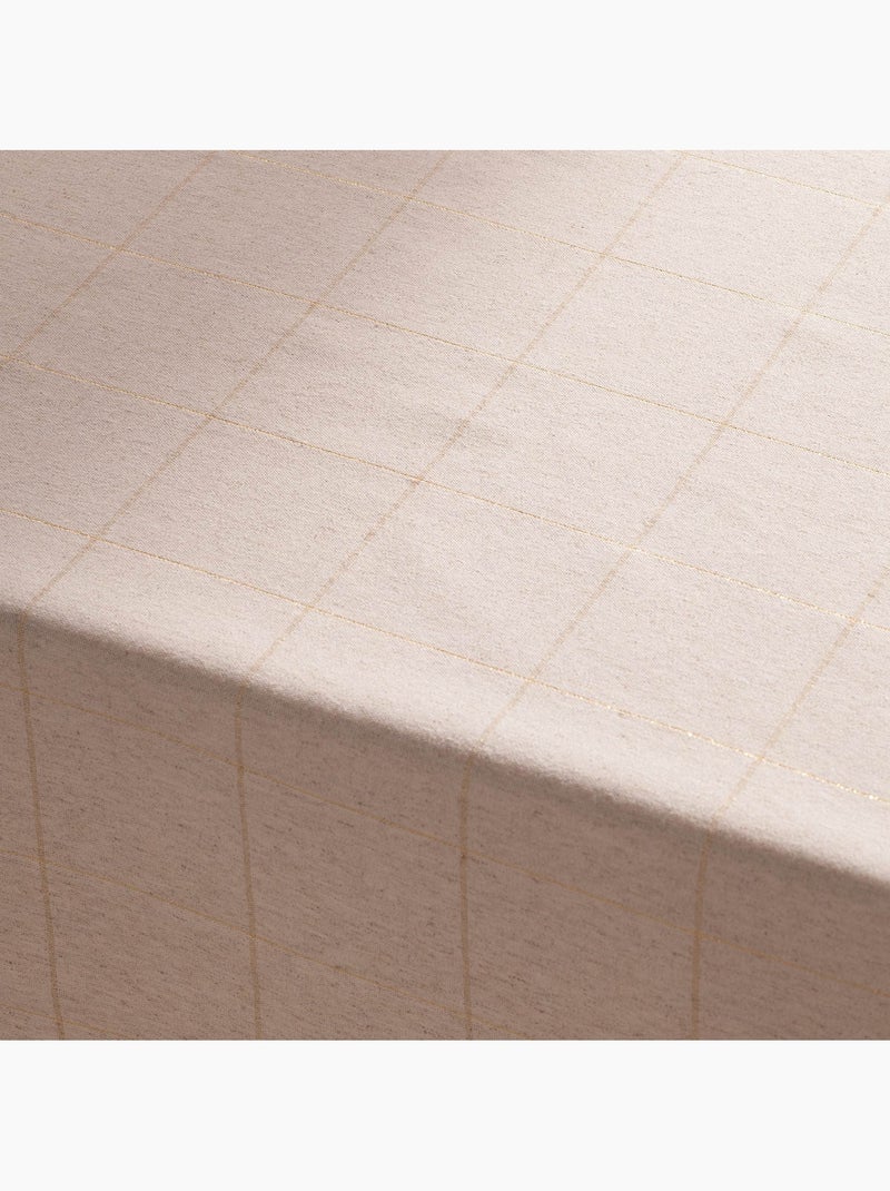 Nappe de noël en coton à carreaux avec fil lurex en relief - gamusi. Beige - Kiabi
