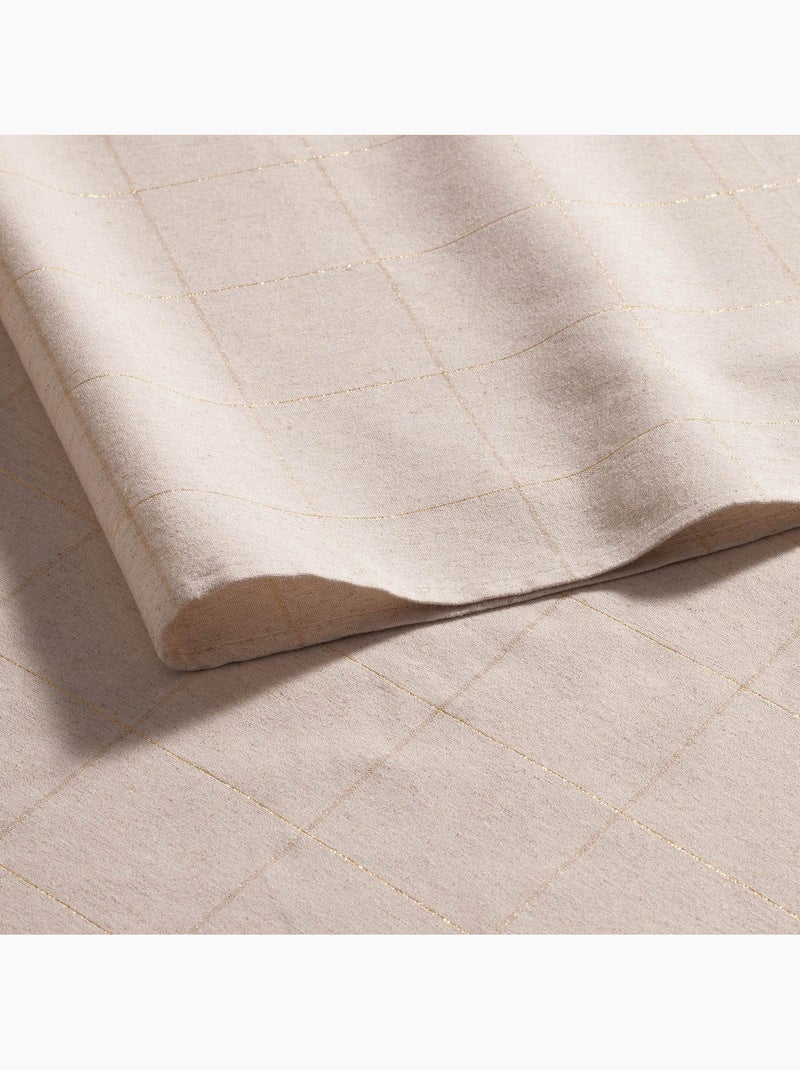 Nappe de noël en coton à carreaux avec fil lurex en relief - gamusi. Beige - Kiabi
