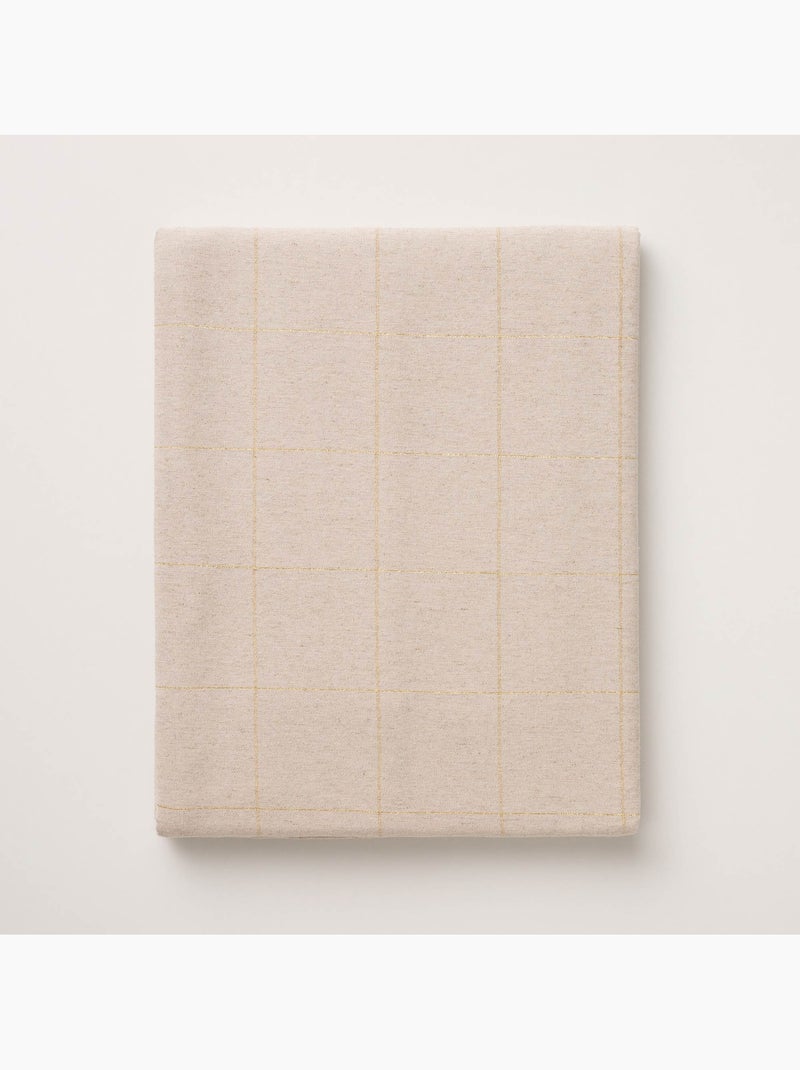 Nappe de noël en coton à carreaux avec fil lurex en relief - gamusi. Beige - Kiabi