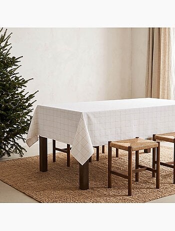 Nappe de noël en coton à carreaux avec fil lurex en relief - gamusi.