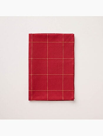 Nappe de noël en coton à carreaux avec fil lurex en relief - gamusi.