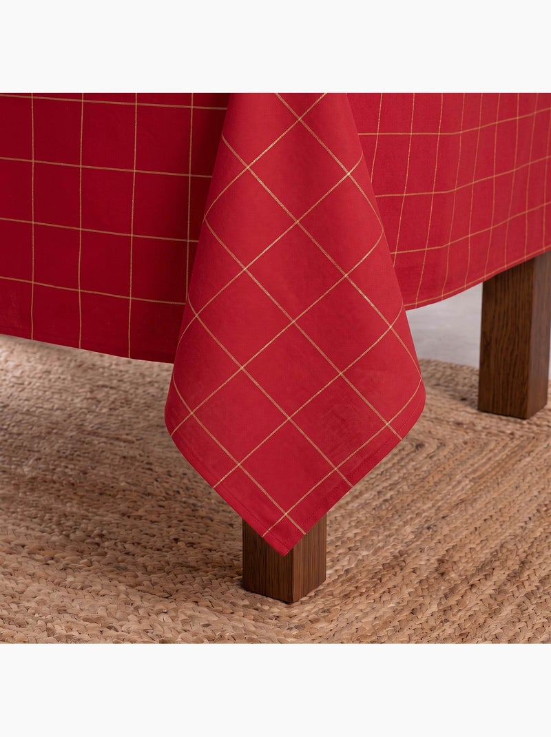 Nappe de noël en coton à carreaux avec fil lurex en relief - gamusi. Rouge - Kiabi