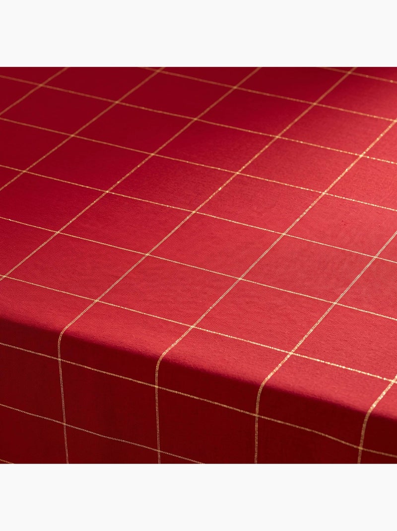Nappe de noël en coton à carreaux avec fil lurex en relief - gamusi. Rouge - Kiabi