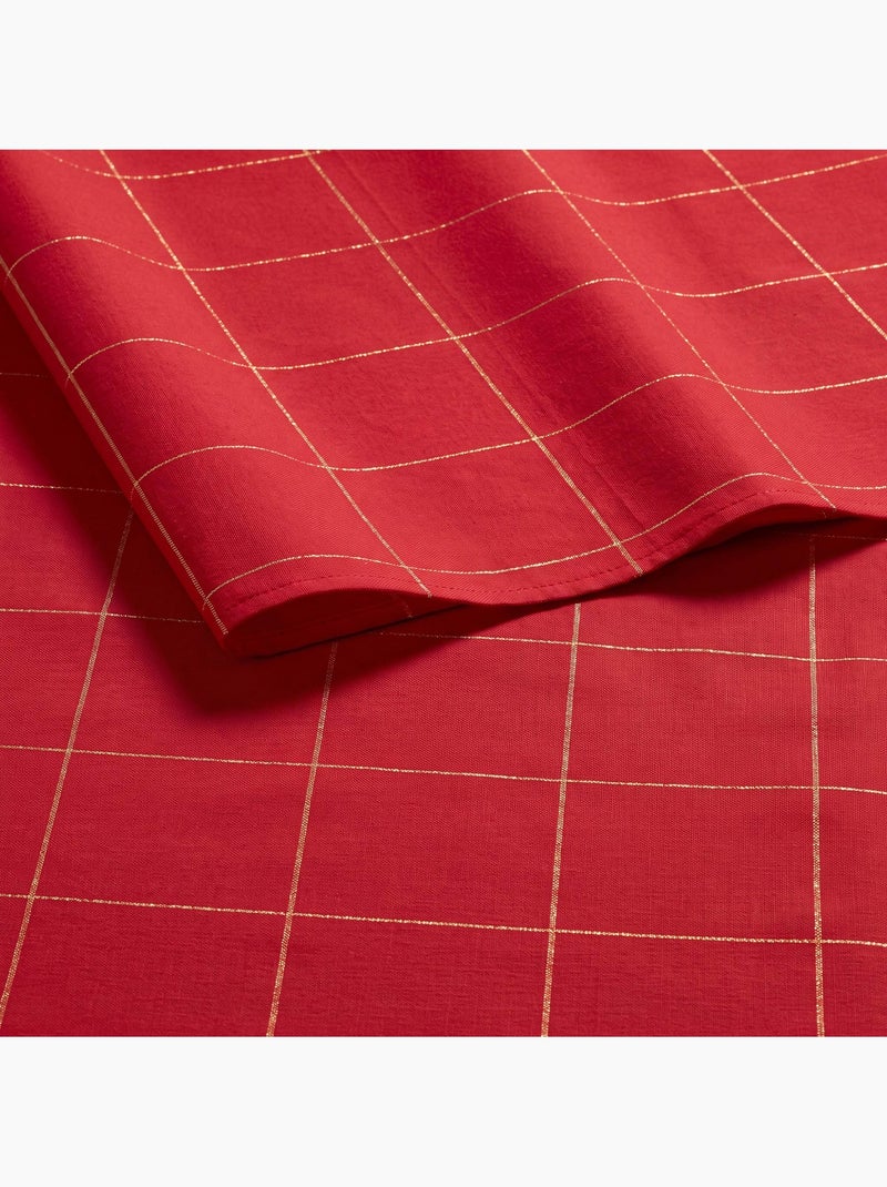 Nappe de noël en coton à carreaux avec fil lurex en relief - gamusi. Rouge - Kiabi