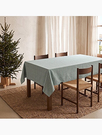 Nappe de noël en coton à carreaux avec fil lurex en relief - gamusi.
