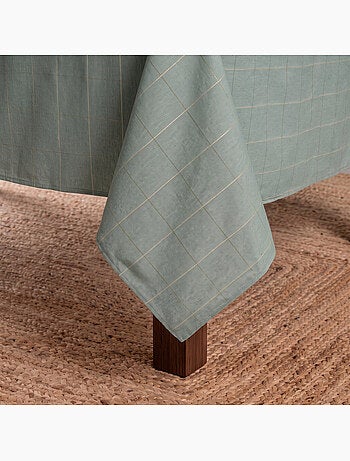 Nappe de noël en coton à carreaux avec fil lurex en relief - gamusi.