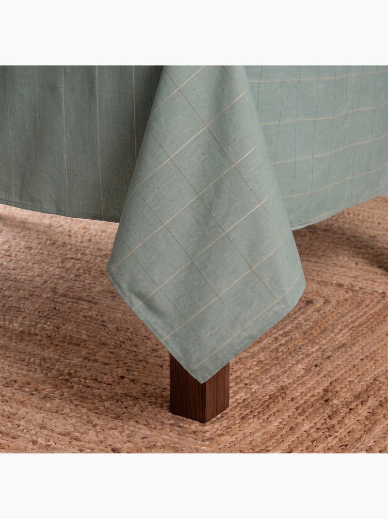 Nappe de noël en coton à carreaux avec fil lurex en relief - gamusi. Vert d'eau - Kiabi