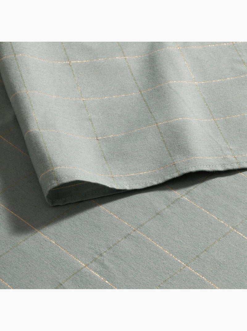 Nappe de noël en coton à carreaux avec fil lurex en relief - gamusi. Vert d'eau - Kiabi