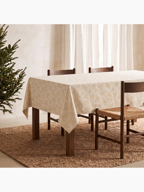 Nappe de noël en coton, branches de houx dorées en relief - gamusi - Kiabi Nappe de noël en coton, branches de houx dorées en relief - gamusi - Kiabi