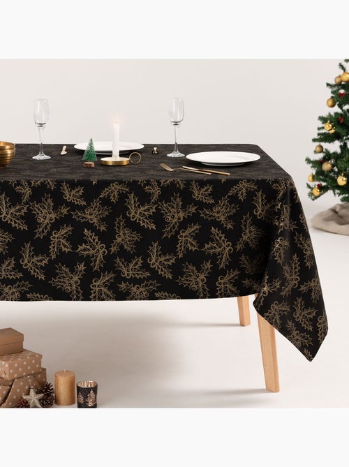 Nappe de noël en coton, branches de houx dorées en relief - gamusi - Kiabi Nappe de noël en coton, branches de houx dorées en relief - gamusi - Kiabi