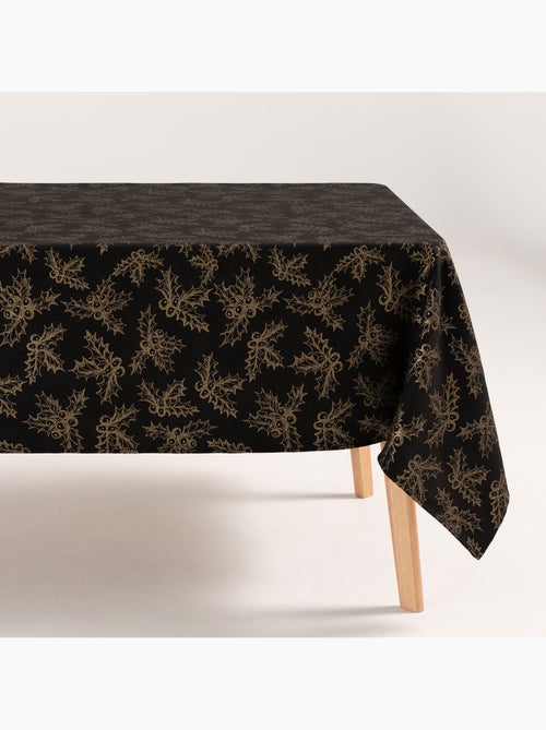Nappe de noël en coton, branches de houx dorées en relief - gamusi - Kiabi Nappe de noël en coton, branches de houx dorées en relief - gamusi - Kiabi