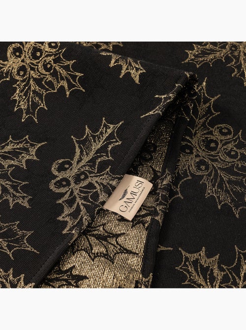 Nappe de noël en coton, branches de houx dorées en relief - gamusi - Kiabi Nappe de noël en coton, branches de houx dorées en relief - gamusi - Kiabi