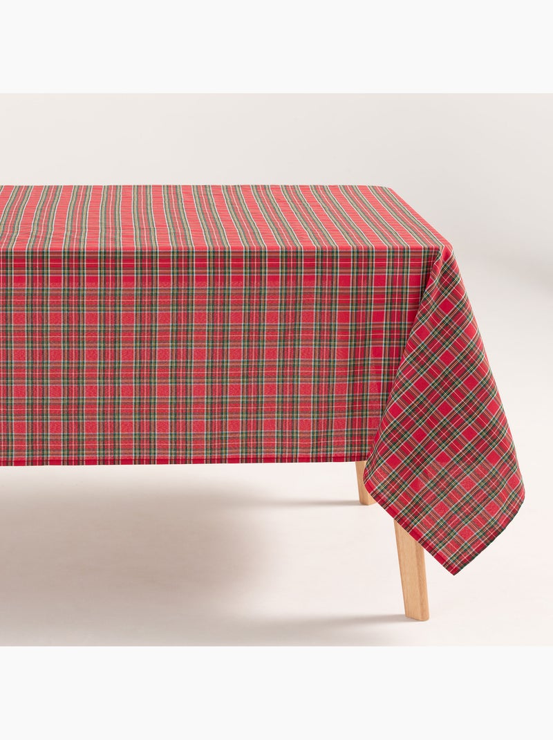 Nappe de noël en coton, fil doré en relief, carreaux tartan - gamusi Rouge - Kiabi