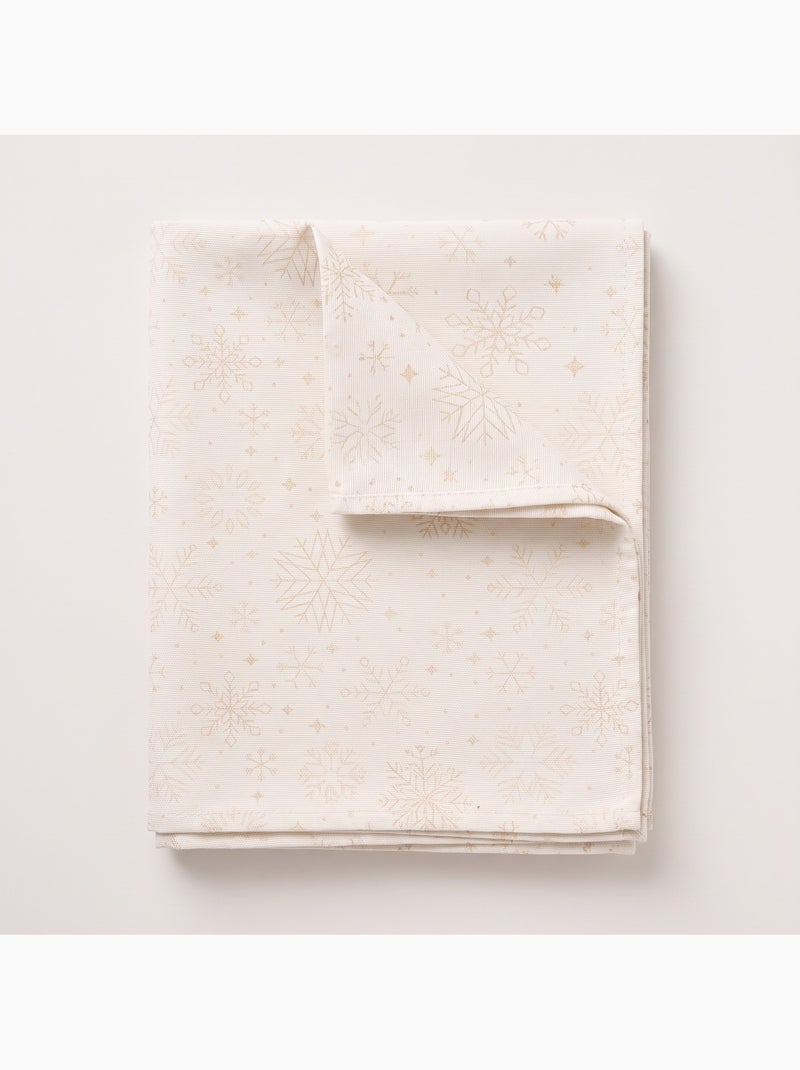 Nappe de noël en coton, flocons de neige dorés en relief - gamusi Blanc Doré - Kiabi