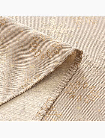 Nappe de noël en coton, flocons de neige dorés en relief - gamusi