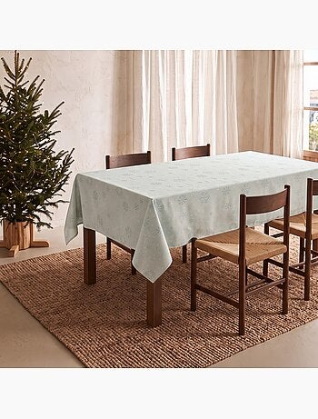 Nappe de noël en coton, flocons de neige dorés en relief - gamusi