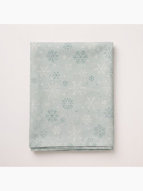 Nappe de noël en coton, flocons de neige dorés en relief - gamusi - Kiabi