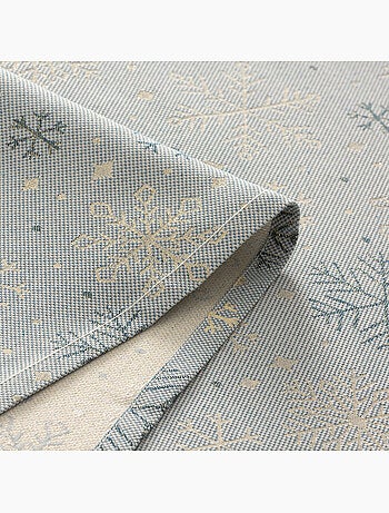 Nappe de noël en coton, flocons de neige dorés en relief - gamusi