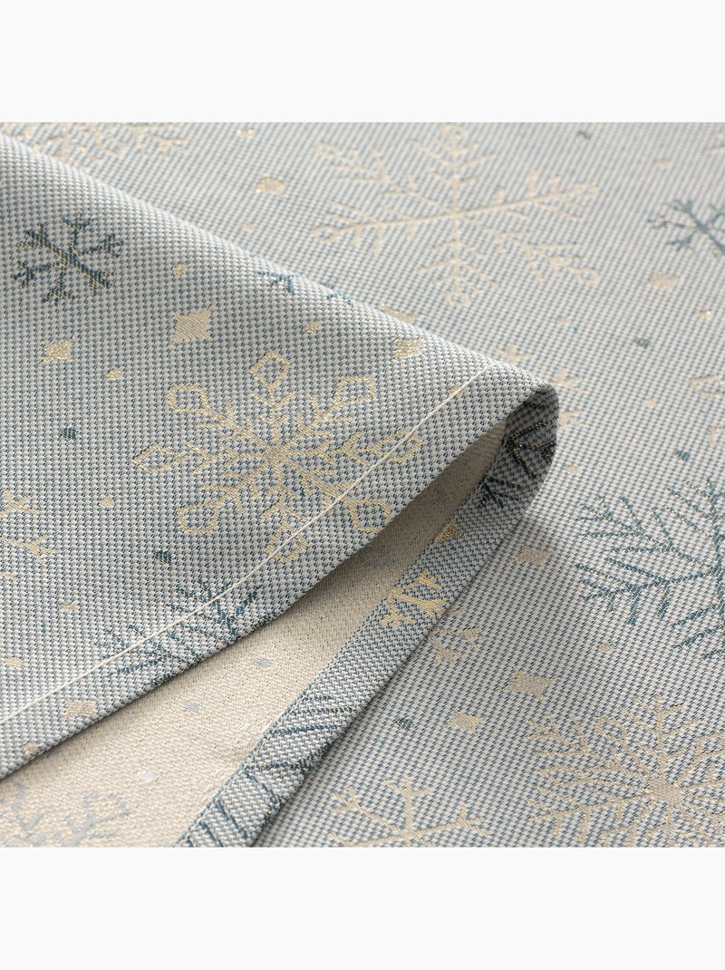 Nappe de noël en coton, flocons de neige dorés en relief - gamusi Bleu Doré - Kiabi