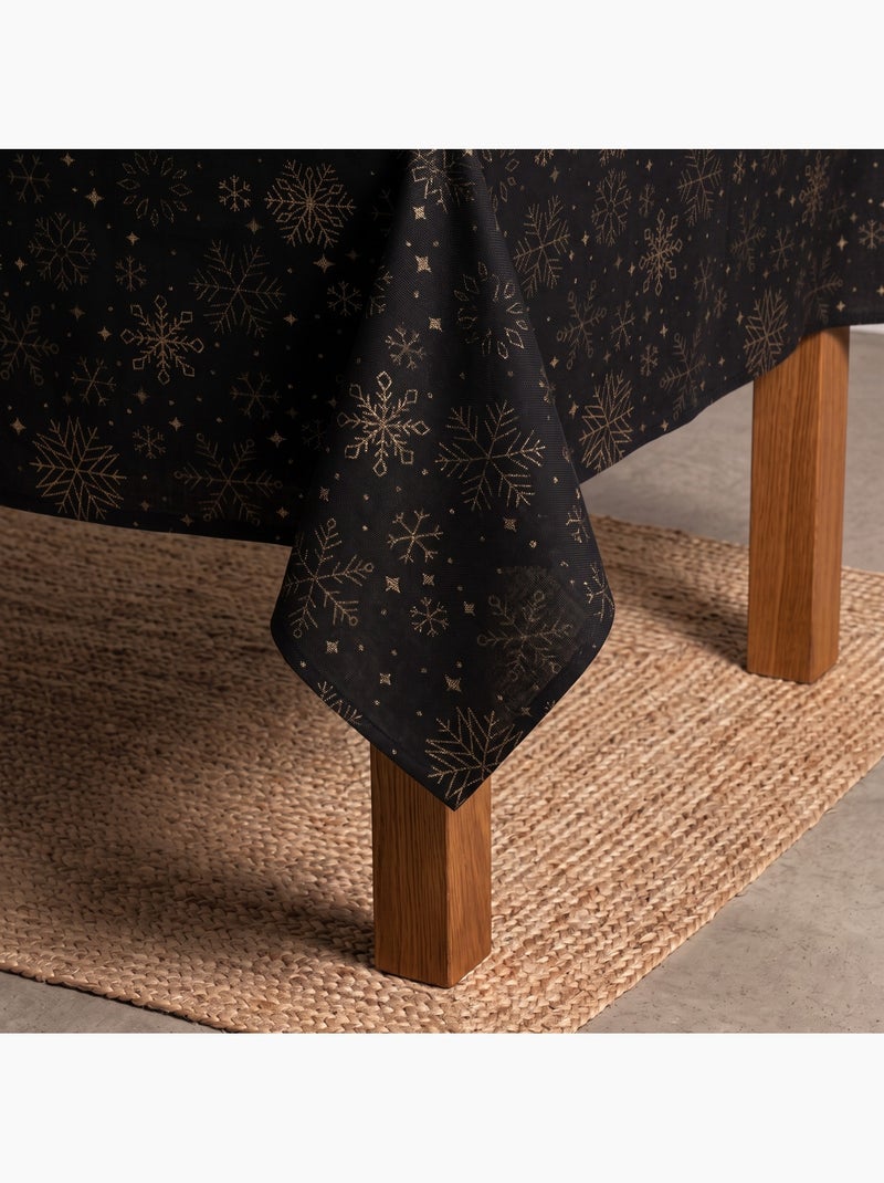 Nappe de noël en coton, flocons de neige dorés en relief - gamusi Noir Doré - Kiabi