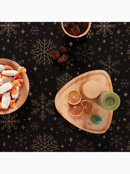 Nappe de noël en coton, flocons de neige dorés en relief - gamusi - Kiabi