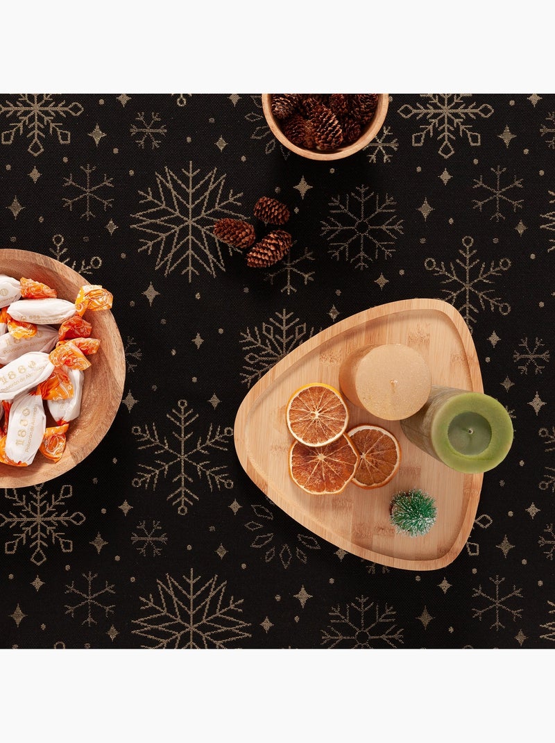 Nappe de noël en coton, flocons de neige dorés en relief - gamusi Noir Doré - Kiabi