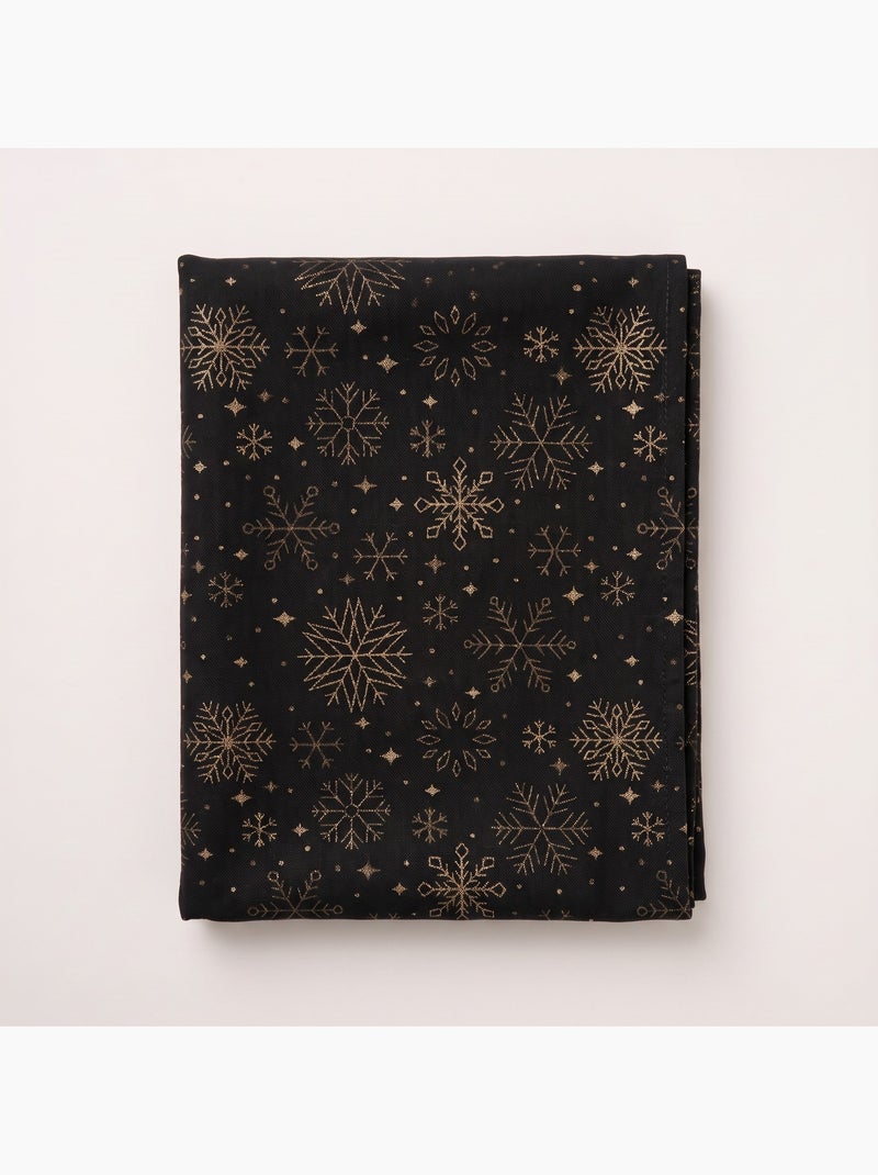 Nappe de noël en coton, flocons de neige dorés en relief - gamusi Noir Doré - Kiabi