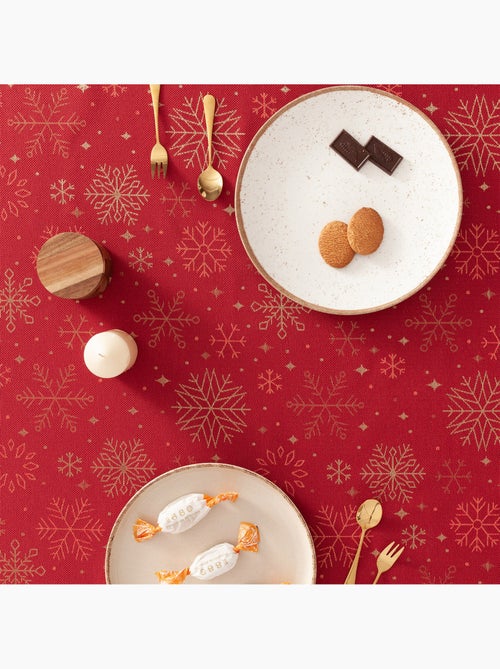 Nappe de noël en coton, flocons de neige dorés en relief - gamusi - Kiabi Nappe de noël en coton, flocons de neige dorés en relief - gamusi - Kiabi
