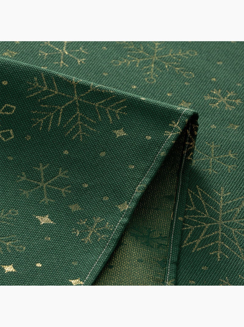 Nappe de noël en coton, flocons de neige dorés en relief - gamusi Vert - Kiabi
